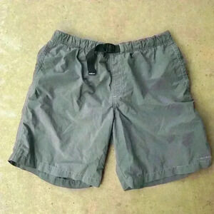 Columbia Shorts Belted Omni-Shape Nylon Flat Front Gray Size Large